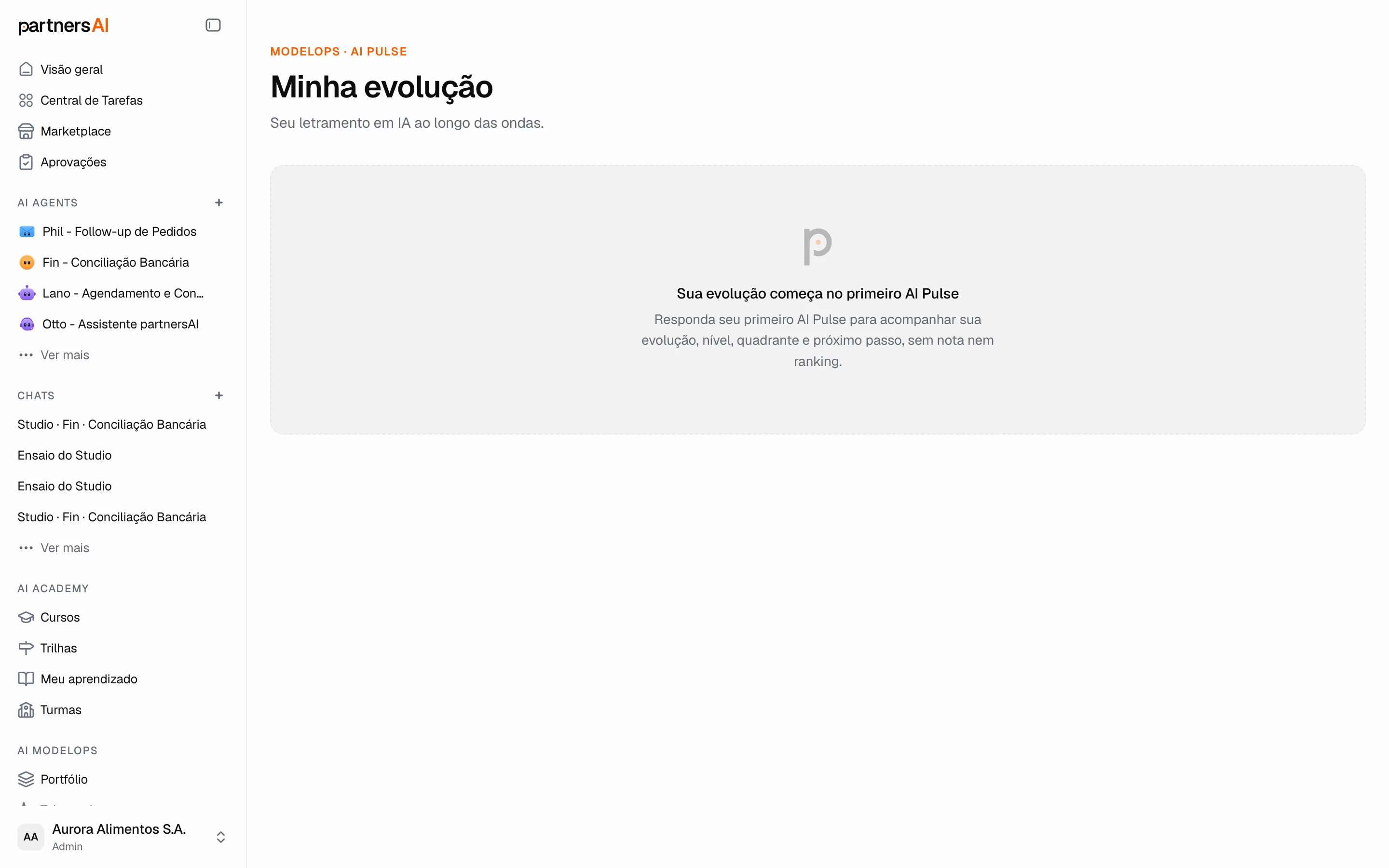 Minha evolução: o acompanhamento começa no primeiro AI Pulse respondido